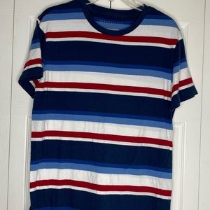 Men's Aeropostale T-Shirt Red White Blue Stripes Short Sleeve Size Medium